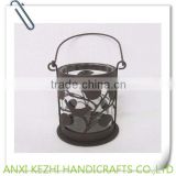 LC-77457 metal leaf and glass lantern for candle