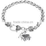 Bright, Polished, Detailed Silver Tone 3D Soccer Goalie Save Charm, Comes On An Intricately Detailed Antiqued Silver Tone Chain thumbnail-1