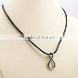 Stainless Steel 8 Symble Pendant Leather Chain Necklace thumbnail-5