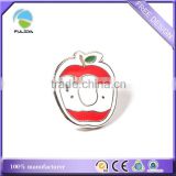 custom high end metal iron fruit apple shape pin badge smooth hard enamel