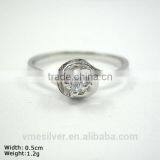 [RZD-0008] 925 Sterling Silver Ring With Single CZ Ring Rhodium Plated Trendy Design thumbnail-1