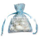 Small Blue Organza Bags With Snowflakes