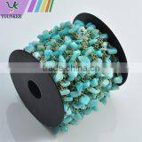 Gemstone Beaded Rosary Chain Wholesale,wire Wrapped Beaded Chain thumbnail-1