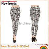 Black Circles and Sqaures Print Leggings Geometric Leggings thumbnail-1