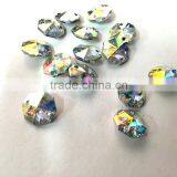 8mm Round Octagon 2 Holes Sew on Point Back Faced AB Shine Color Garment Trim Decorative Accessoires Buttons Acrylic Jewel Gems thumbnail-1