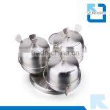 3 Pieces of 201 Stainless Steel Rotatable Spice Jar Set With Spoon