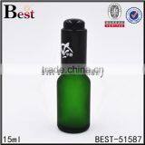 Frosted Green Glass Serum Bottle15ml Essential Oil With Black Pump Cap