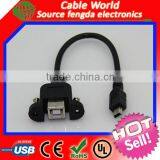 USB B Female Panel Mount Cable to 5 Pin Mini USB Cable thumbnail-1