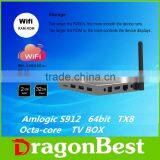 2016 Newest S912 Android tv Box TX8 Ott tv Box With 2gb+32gb Bluetooth Smart tv Box