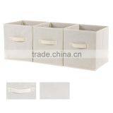 Foldable Storage Cubes Fabric Drawer Baskets Bins Set Closet Organizer Beige thumbnail-3
