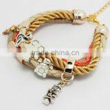 Fashion Women Multilayer Braided Leather Charm Bracelet