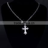 Women Men's 316L Stainless Steel Unique Smooth Flat Cross Pendant Necklace thumbnail-5