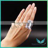 925 Sterling Silver Rectangle Emerald Cubic Zirconia Party Ring thumbnail-5
