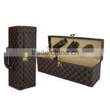 Chinese Factories Wholesale Custom High-grade PU Leather Wine Champagne Boxes, Brown Gift Box