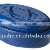 blue enamel oval roaster