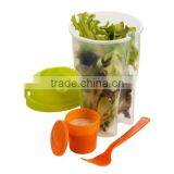 Portable Salad Container For Lunch To Go Includes Plastic Salad Shaker,Plastic Dressing Containers and Forks Compact thumbnail-2
