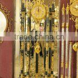 Elegant Green Onyx Tube 24K Gold Copper Clock, Grandfather Antique Art Clock, Vintage Chiming Clock thumbnail-1