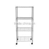 4-Tier Carbon Steel Black Shelf Storage Wire Metal Rack Shelving Suitable For Kitchen Home and Office thumbnail-3