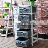 2016 High Grade Wicker Basket Drawers Wooden Cabinet thumbnail-2