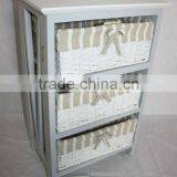 Foldable Wooden Storage Chests With 3 Wicker Drawers thumbnail-1