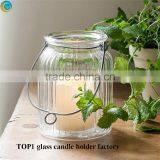 Tall Clear Glass Lantern With Rope Handle thumbnail-3
