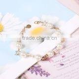 Gold Star Pearl Linked Bracelet Gold Chain Bracelet Elegant Dainty Bracelet thumbnail-3