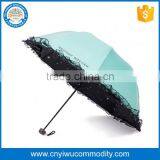 Promotional Popular Fancy Yellow Straight Manual Open Lady Lace Parasol Umbrella thumbnail-1