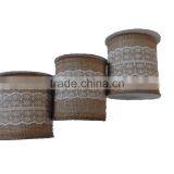 3''*3Y Natural Burlap Ribbon With Lace on Spool thumbnail-1