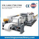 SM-1400 Automatic Double Helix Rotary Blade Paper Roll to Sheeter Cutter Machine