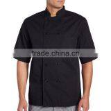 Wholesale Mens Clothing Custom Short Sleeve Stand Collar Black Casual Classic Chef Coat Uniform Men Tops thumbnail-1