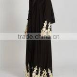 Dubai Clothing OEM Beautiful Lace Detailing Pop up Buttons Cream Lace Open Jacket Abaya thumbnail-5