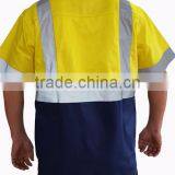 OEM Mining Workwear Uniform Mens Button-front Yellow Cotton Twill Work Shirt With Hi Vis Tapes thumbnail-2