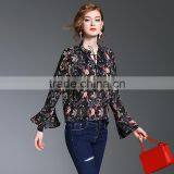 Maxnegio Lotus Leaf Sleeves Blouse Neck Designs Cutting Fashion Design Lady Blouse thumbnail-3