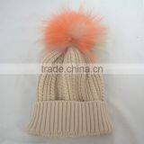 Myfur Random Color Raccoon Fur Pompom Knit Beanie Hat Wholesale thumbnail-5