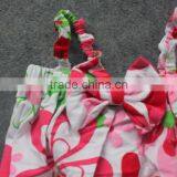 2016 New Baby Girls Kids Pink/green Flower Floral Romper 0-4t Infant Clothing Baby Kids Wear With Matching Headband Set thumbnail-2