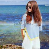 Summer New Fashion Irregular Design Short Sleeve Slim T-shirt in Women's Uique Knitted Top thumbnail-4
