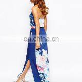 China Maufacture Halter Neck Dress Designs OEM Cheongsam Dress Split Floral Print Dress thumbnail-2