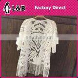 2016 Latest Designer Floral Lace Striped Lace Blouse White for Fat/thin Women/girl New Fashion Lace Blouse Designs