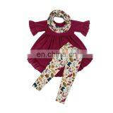 Girl 3 PCS Floral Fall Outfit Kids Boutique Clothing Girls Clothing Set thumbnail-1