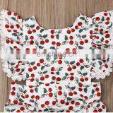 Baby Girls Cherry Pattern Romper 2019 New Summer Newborn Baby Girl Floral Romper Fly Sleeve Jumpsuit Lace Outfit Clothes Sunsuit thumbnail-6