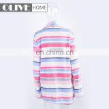 Spring Personalized Super Soft Duplex Printing Striped Coral Fleece Bathrobe With Horn Button thumbnail-2
