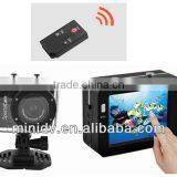 120 Degree Ultra Wide Angle Glass Lens Sport Camera Waterproof With 2.4 INCH Touch Panel, 1080P@30fps, With IR Remote Control
