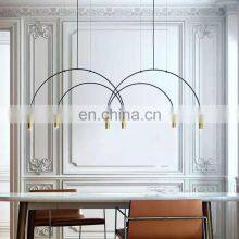 Modern Light Luxury Golden Stainless Steel Strip Black Gold Restaurant Bar Hanging Lamp thumbnail-5