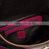 Fashion Foldover Marsala Burgundy Suede Clutch Bag With Crocodile Pattern Flap thumbnail-3