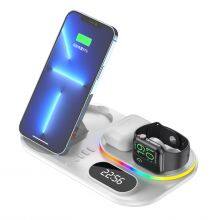 Customizable 4 In 1 Rgb LED Clock Wireless Charger Desktop Foldable Adapter for Apple Devices thumbnail-1