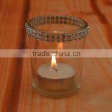 Crystal Glass Votive Holder With Diamond Decor Lantern Glass