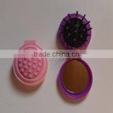 Manufacture Pocket Foldable Hair Brush With Mirror , Plastic Mirror thumbnail-5