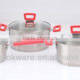 2013 New Design 6pcs Stainless Steel Silicone Cookware for Sale