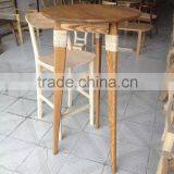 Natural outdoor bar furniture sets high top wooden bar tables and chairs