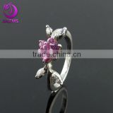 latest design flower pink stone wedding ring